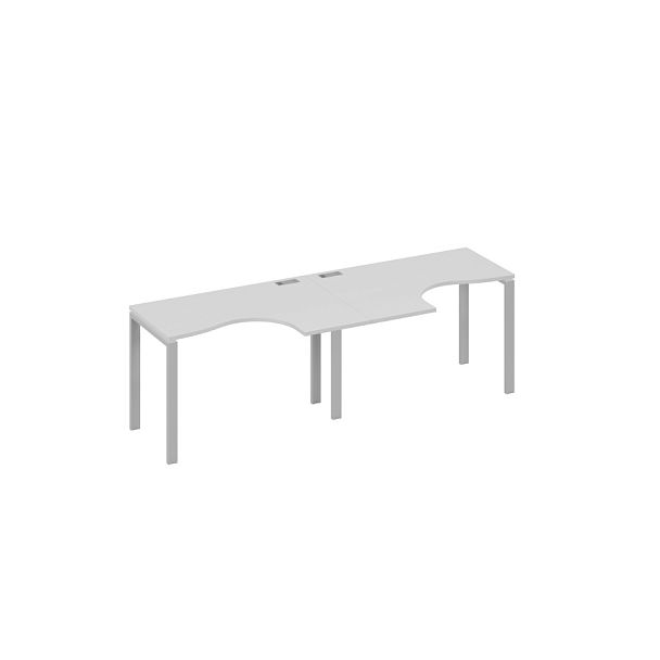 Рабочая станция UNO (2х120) столы Классика эргономичные A4 А4 Б1 031-2 БП серый / металлокаркас серый - Вид 1