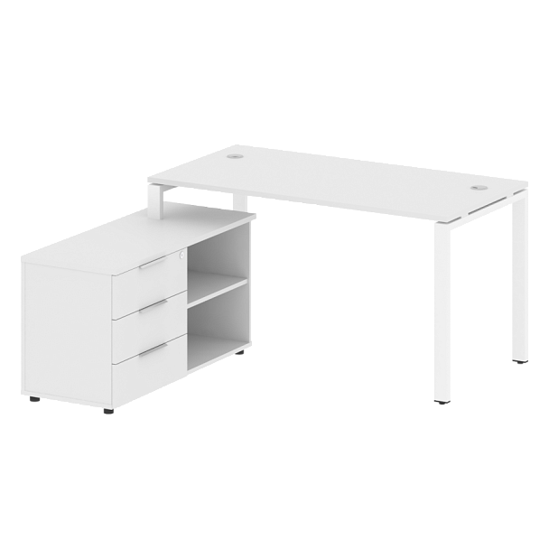 Metal System Р. ст. с тумбой на П-образном м/к БП.РС-СТС-2.3 (L) Белый/Белый металл 1500*1520*750 - Вид 1