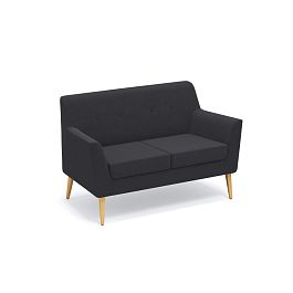 Диван 2-местный Киото Кт/2 ткань чёрная AU21/опоры лак - Фото предпросмотра