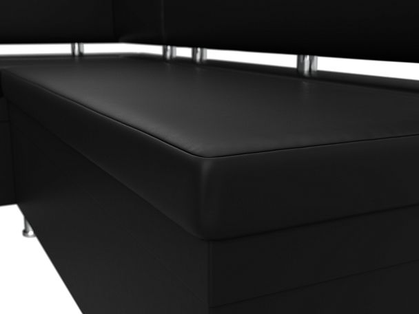 Кухонный уголок Стайл левый (полностью экокожа черная) - Вид 4