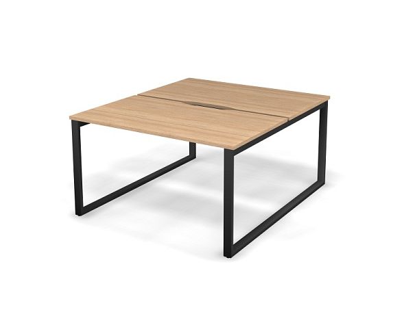 MATRIX 121S201-О Стол прямой двойной, пров. вырезной (O-опоры) 1380х1590х775 Швейц-й вяз/Темно-серый - Вид 1