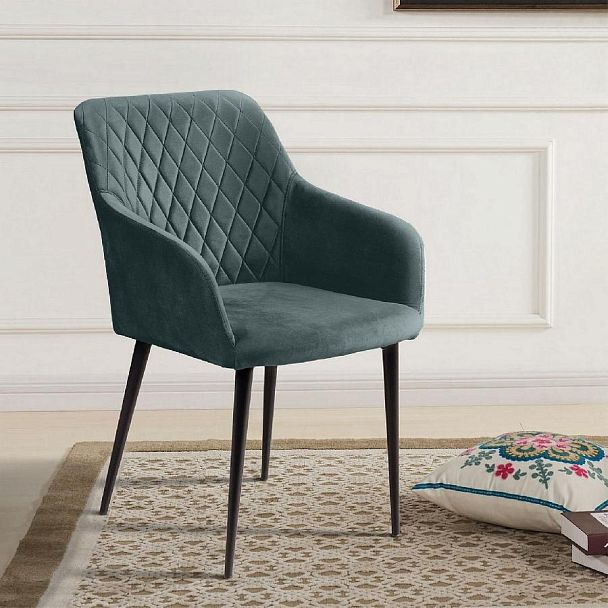 Стул с подлокотниками Robert, бархат зелёный 19 - Вид 4