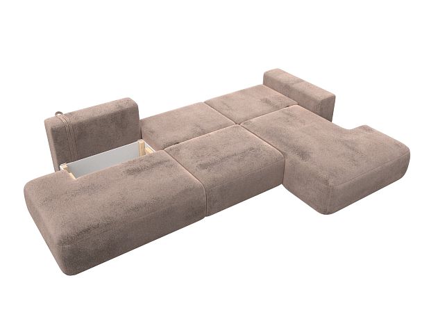 Диван угловой Лига-036 НПБ Модерн Лонг правый угол Велюр бежевый - Вид 9