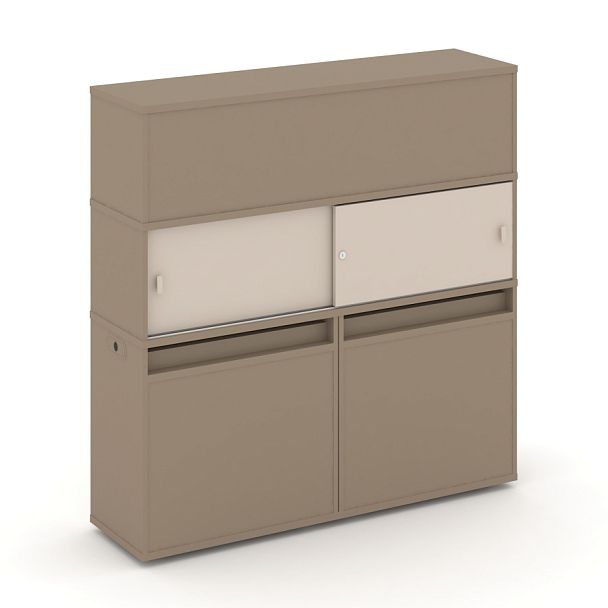 Estetica Набор №9. Тумба двойная+высокая надставка ES.NB.2V-9 Латте/Капучино 1500*410*1520 - Вид 1