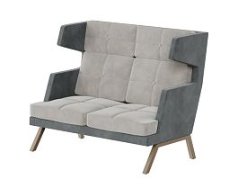 Aldo Диван двухместный высокий с декором из пуговиц ALDB-02 Storm 022/Storm 017/Металл Капучино 1430 - Фото предпросмотра