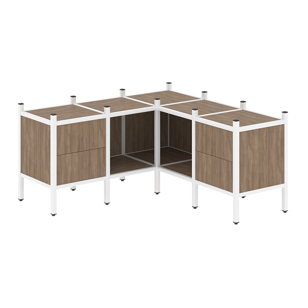 Loft Угловой внутренний стеллаж наборный VR.L-27 Дуб аризона/Белый металл 1278*1278*636 - Вид 1