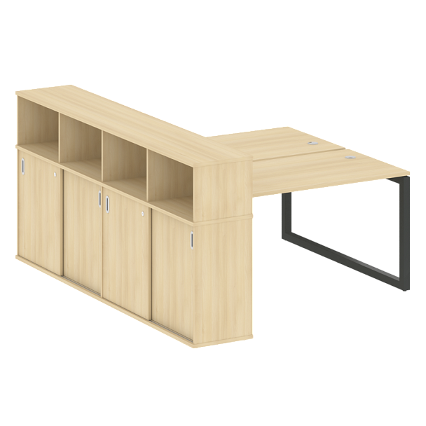 Metal System Quattro Р. ст. с шкафом-купе на О-образном м/к 50БО.РС-СШК-4.3 Т Акация/Антрацит металл 1810*2332*1098 - Вид 1