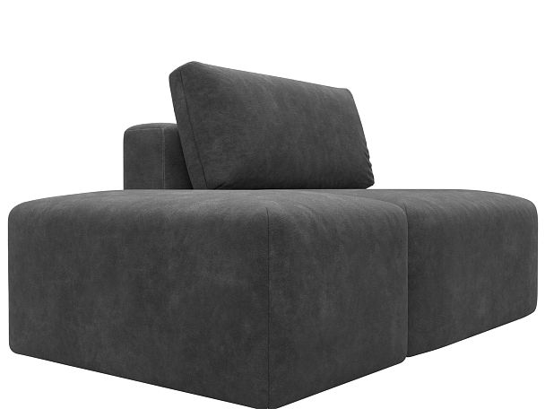Модули диван и пуф Лига-060 НПБ Велюр серый - Вид 3