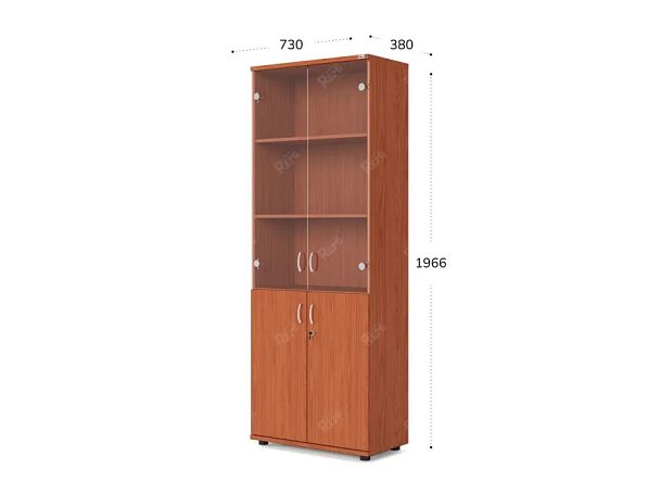 UNITY РШКС-02 ОРЕХ ИТАЛЬЯНСКИЙ Шкаф со стеклянными дверьми Прямой 730x380x1966 - Вид 1