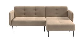 Monaco диван-кровать с шезлонгом, с подлокотниками, бархат бежевый 5 - Фото предпросмотра