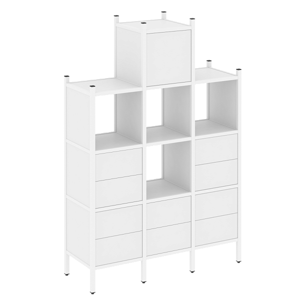 Loft Прямой стеллаж наборный VR.L-18 Белый бриллиант/Белый металл 1278*446*1869 - Вид 1