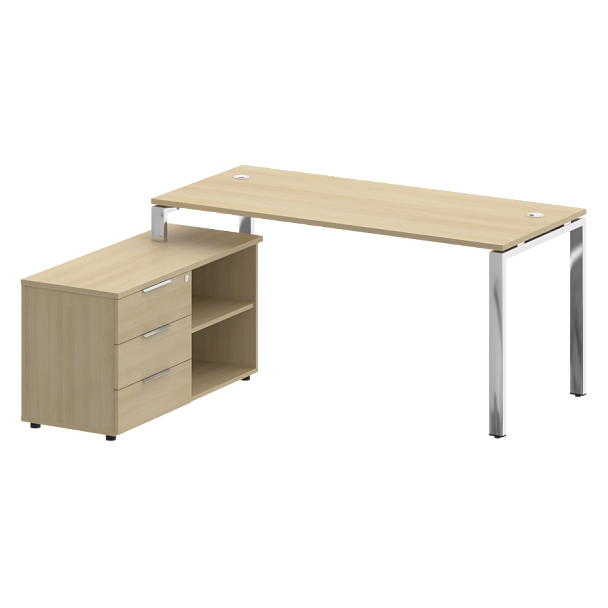 Metal System Direct Стол руковододителя с тумбой левый БГ.СРТ-4.7 (L) Акация/Нерж. сталь 1700*1520*750 - Вид 1