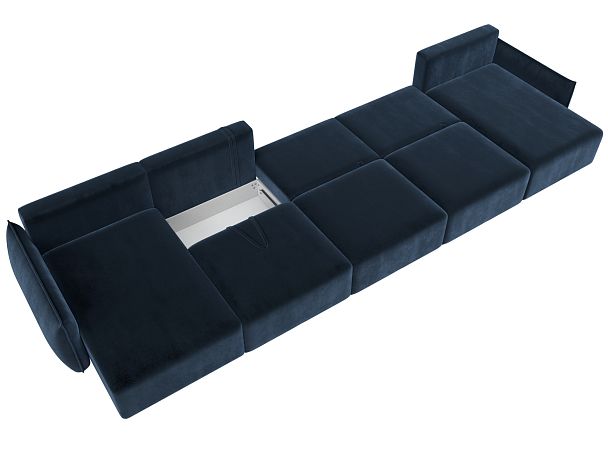 Диван п-образный Лига-051 НПБ МегаЛонг Велюр синий - Вид 9