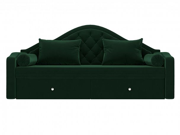 Прямой диван софа Сойер (полностью велюр зеленый) - Вид 2