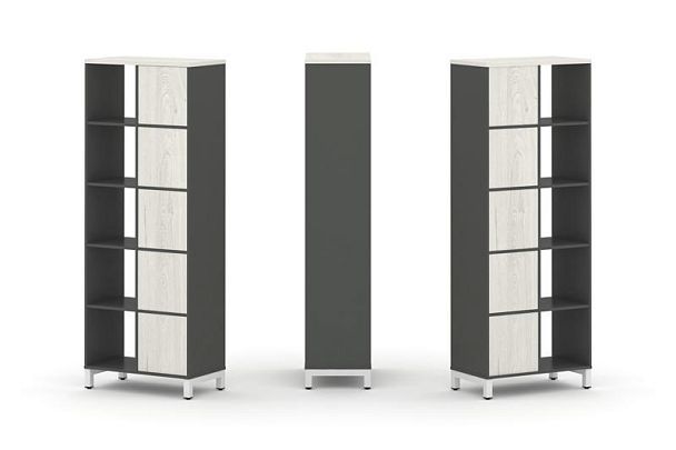 Стайл Проджект Набор стеллажа 2-х сторон., 5 яр. SN.NSD-521 Антрацит/Дуб Наварра/Металл Белый 754*40 - Вид 1
