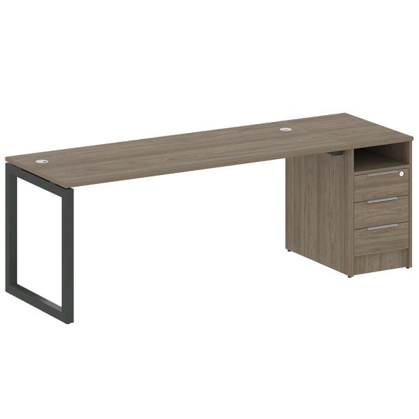 Metal System Quattro Р. ст. с тумбой на О-образном м/к 50БО.РС-СТП-1.5 Вяз/Антрацит металл 2212*720*750 - Вид 1