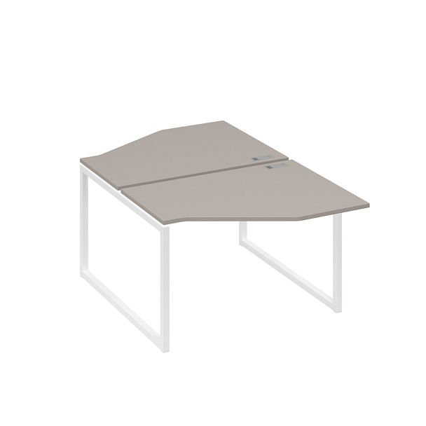 Станция каркас QUATTRO столы (2х120) эргономичные Техно A4 А4 Б4 186 БП мокко премиум / металлокаркас белый - Вид 1