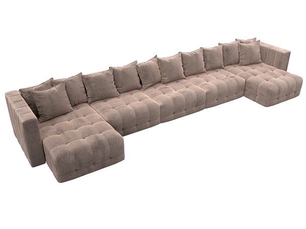 Диван П-образный Лига-052 НПБ МегаЛонг Велюр бежевый - Вид 6