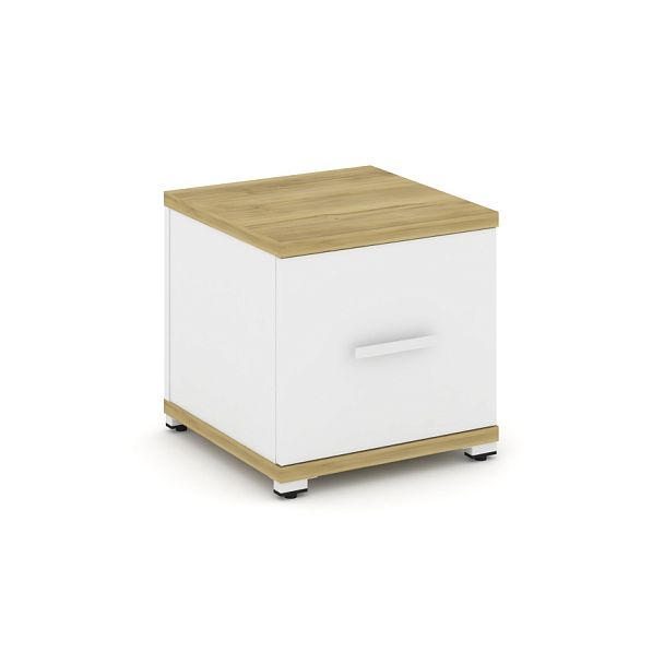Concept Тумба приставная 1 распаш. фасад CN.TUP-004 W Дуб Винченцо/Белый Бриллиант/Металл Белый 420*420*416 - Вид 1