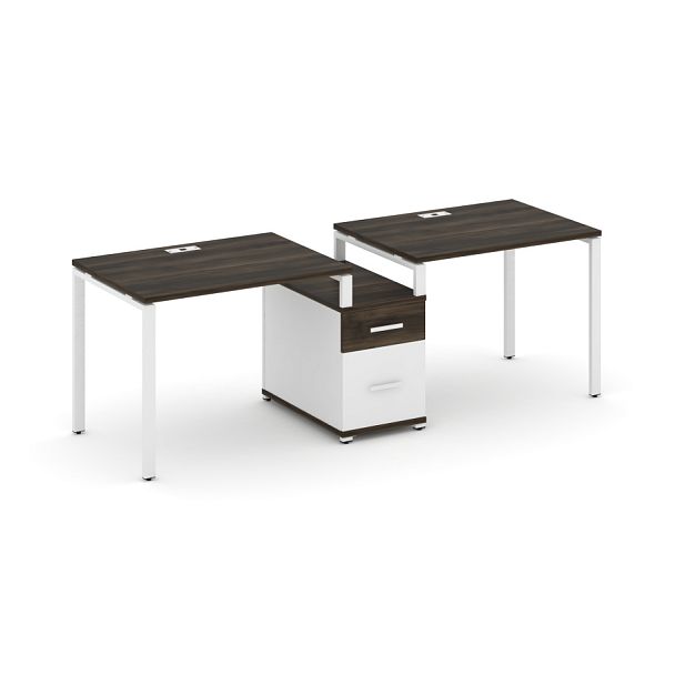 Concept Рабочая станция 2 места с 1 опорной тумбой CN.ORS-305 W Дуб Мали/Белый Бриллиант/Металл Белый 2272*720*750 - Вид 1