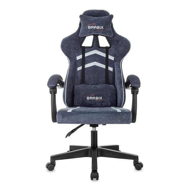 Кресло компьютерное BRABIX ''Shooter GM-123'', 2 подушки, ткань, синее/серое, 533212 - Вид 4