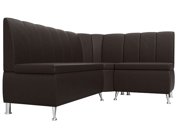 Кухонный угловой диван Кантри правый (полностью экокожа коричневая) - Вид 3