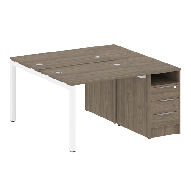 Metal System Quattro Р. ст. с тумбой на П-образном м/к 50БП.РС-СТП-2.1 Вяз/Белый металл 1412*1475*750 - Вид 1