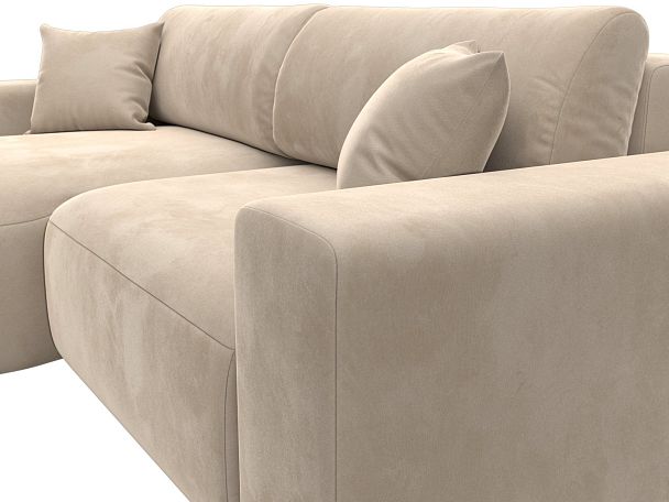 Диван угловой Лига-036 Классик левый угол Велюр бежевый - Вид 4
