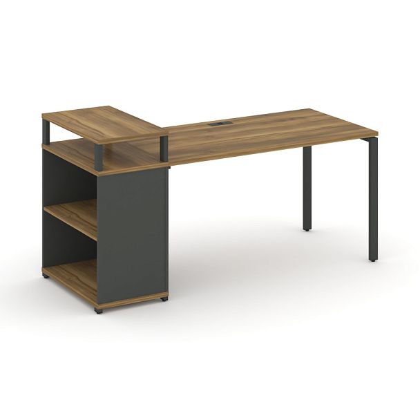 Concept Стол рабочий с опорным стеллажом с верх. горизонтом  CN.SP-207 Сандал Янтарный/Антрацит/Металл Антрацит 1800*720*917 - Вид 1