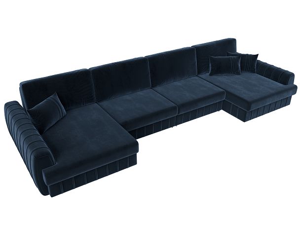 Диван П-образный Лига-057 НПБ Лонг Велюр синий - Вид 6