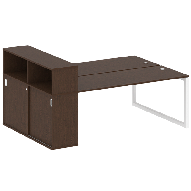 Metal System Quattro Р. ст. с шкафом-купе на О-образном м/к 50БО.РС-СШК-2.5 Т Венге/Белый металл 2210*1475*1098 - Вид 1