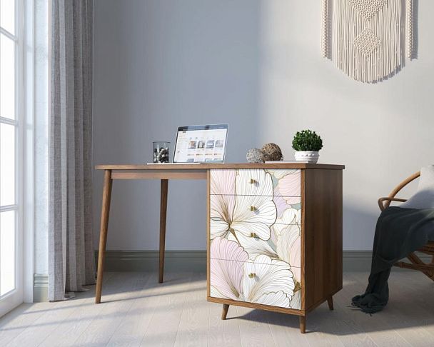 Стол рабочий Berber принт 31 с одной тумбой арт BB31/Print_31 - Вид 3