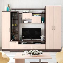 Гостиная Оскар-5 (2500*1920*450) венге/дуб молочный - Фото предпросмотра