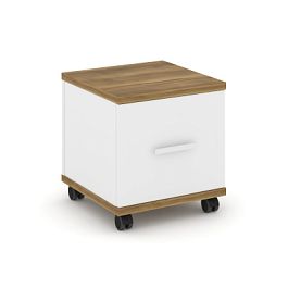 Concept Тумба мобильная 1 распаш. фасад CN.TUM-007 W Сандал Янтарный/Белый Бриллиант/Металл Белый 420*420*448 - Фото предпросмотра