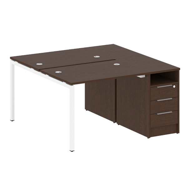 Metal System Quattro Р. ст. с тумбой на П-образном м/к 40БП.РС-СТП-2.1 Венге/Белый металл 1412*1475*750 - Вид 1