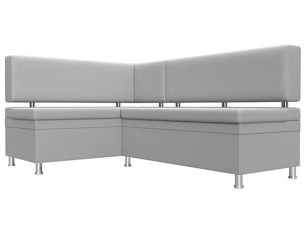 Кухонный уголок Стайл левый (полностью экокожа белая) - Вид 3