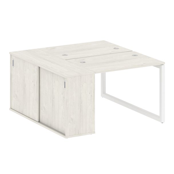 Metal System Quattro Р. ст. с шкафом-купе на О-образном м/к 50БО.РС-СШК-1.1 Т Дуб наварра/Белый металл 1410*1475*750 - Вид 1