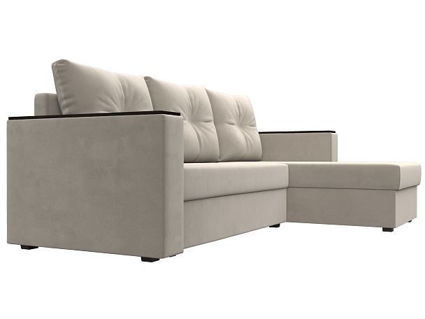 Угловой диван Атланта Лайт Б/С правый (полностью микровельвет бежевый) - Вид 3