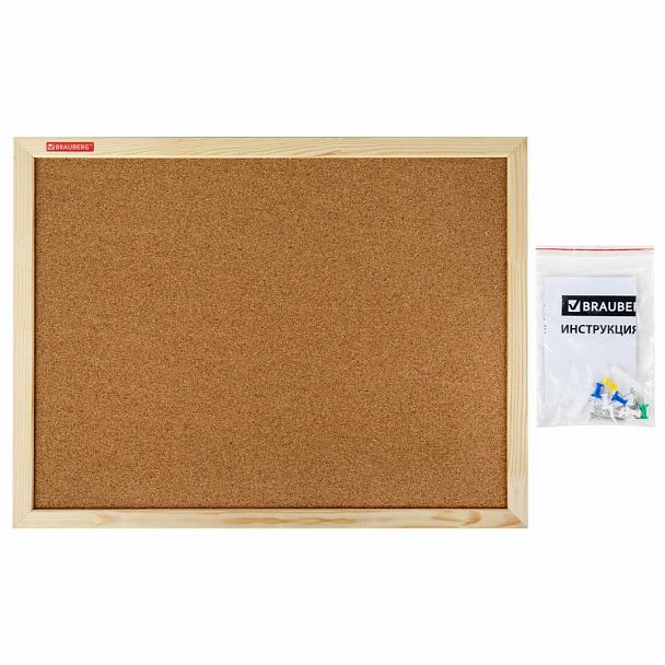 Доска пробковая для объявлений 45х60 см, деревянная рамка, BRAUBERG Wood, 238310 - Вид 8
