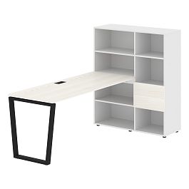 Стол-стеллаж EVRST 1117 Ясень Траун/Черный/Белый 2190х1120х1355 EDIS - Фото предпросмотра
