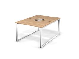 MATRIX 121S203-O Стол прямой двойной, пров-ик Merida (O-опоры) 1180х1590х775 Швейцарский вяз/Белый - Фото предпросмотра