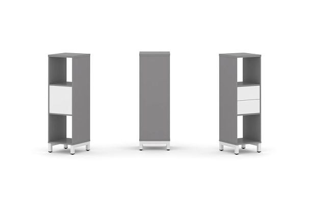 Стайл Проджект Набор стеллажа одностороннего, 3 яруса SN.NS-311 Серый Пепел/Белый/Металл Белый 387*4 - Вид 1