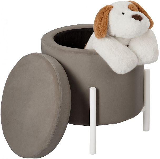 Пуф Кен с местом для хранения Мокко велюр Confetti mocco/белый - Вид 3