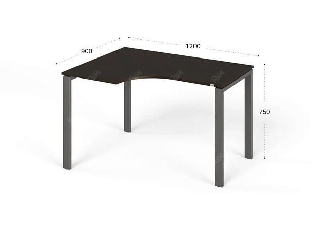 UNITY РМСУ9-12L ВЕНГЕ Стол на металлокаркасе угловой левый 1200х900х750 - Вид 1