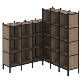 Loft Угловой внутренний стеллаж наборный VR.L-50 Дуб аризона/Чёрный металл 1694*1694*1869 - Фото предпросмотра