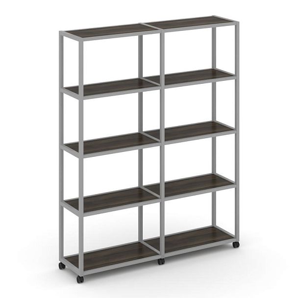 Shelf Mobile Стеллаж 5 уровней 2 секции VR.LT-STK-511.06 Дуб Мали/Металл Серый 1170*400*2000 - Вид 1
