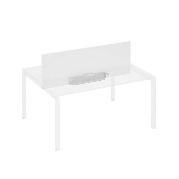 Экран настольный фронтальный для стола 160 с двумя кабель-каналами A4 А4 Б 848 БП белый премиум / металлокаркас серый - Вид 1