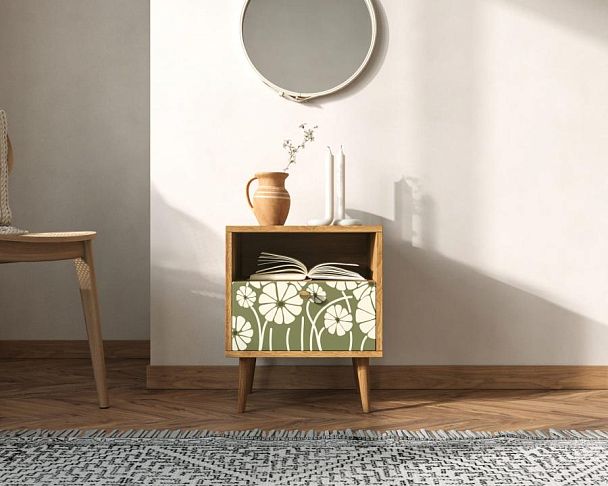 Тумбочка Berber с одним ящиком 53 принт арт BB06/Print_53, разноцветная - Вид 4