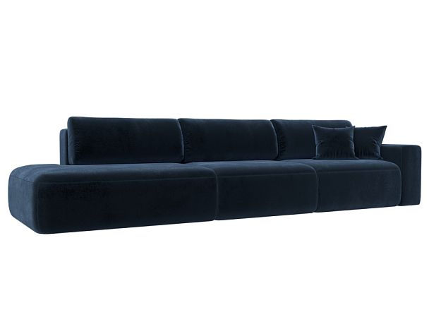 Диван прямой Лига-036 НПБ Модерн Лонг подлокотник справа Велюр синий - Вид 1