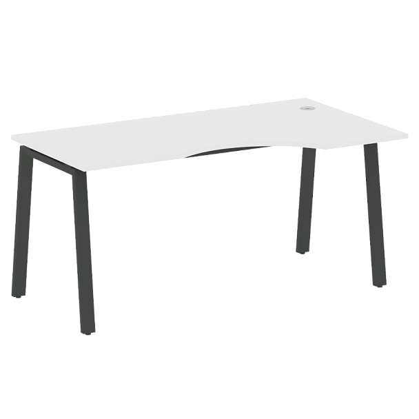 Metal System Стол криволинейный правый на А-образном м/к БА.СА-1 (R) Белый/Антрацит металл 1600*900*750 - Вид 1